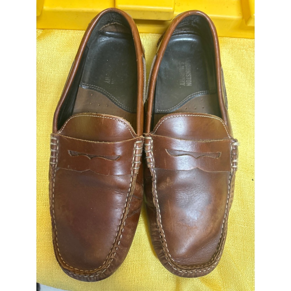 Johnston & Murphy Penny Loafer Men Brown Leather J&M Flex Driving Moc sz 9.5